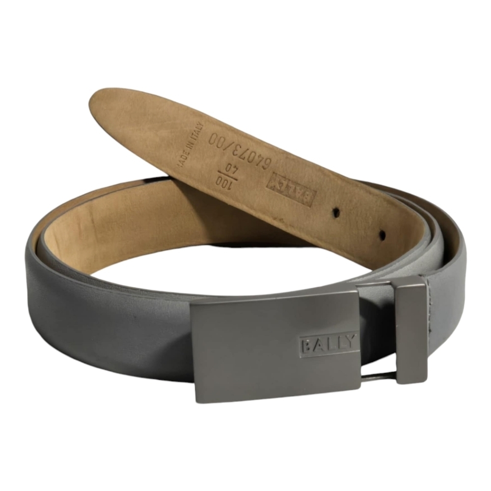 Bally‎ Mans Leather Belt Silver Buckle  Sz 40